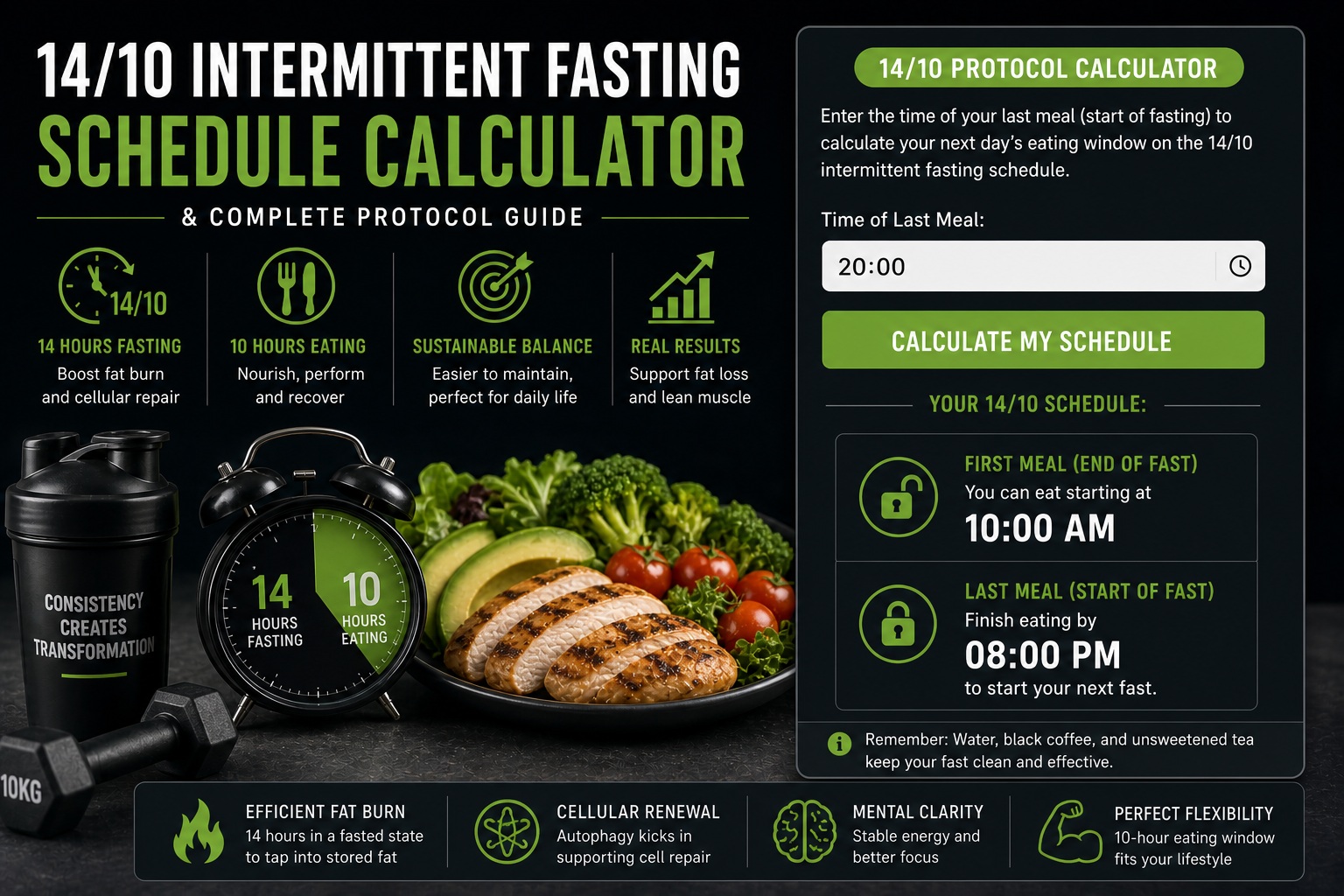 14/10 Intermittent Fasting Schedule Calculator & Complete Protocol Guide