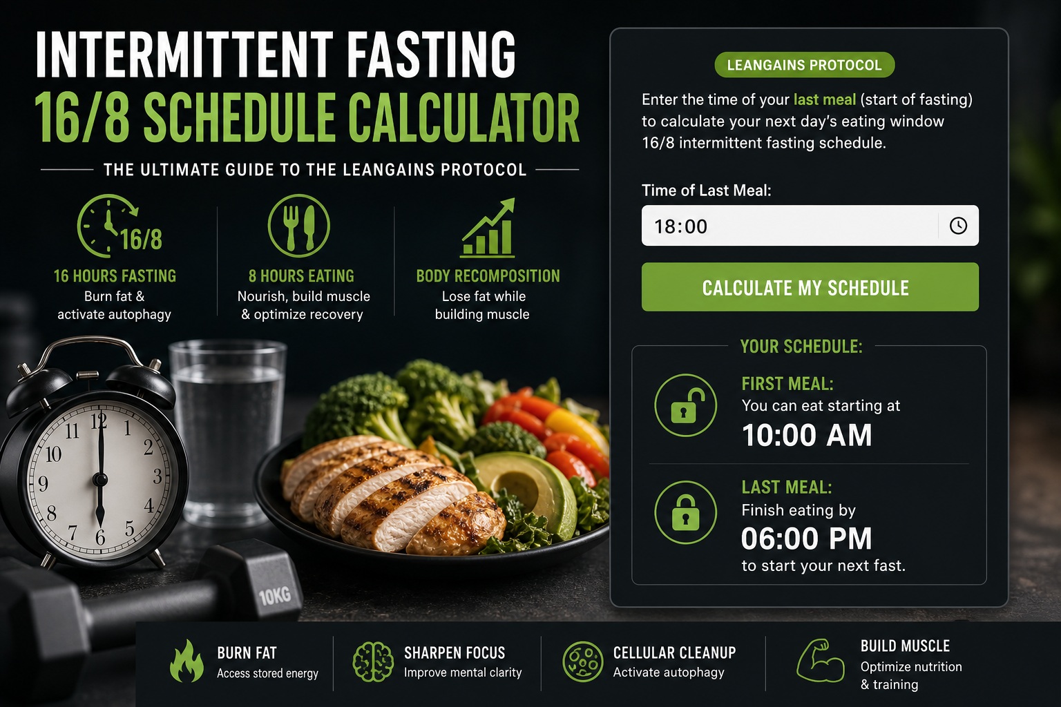 Intermittent Fasting 16/8 Schedule Calculator: The Ultimate Guide to the Leangains Protocol